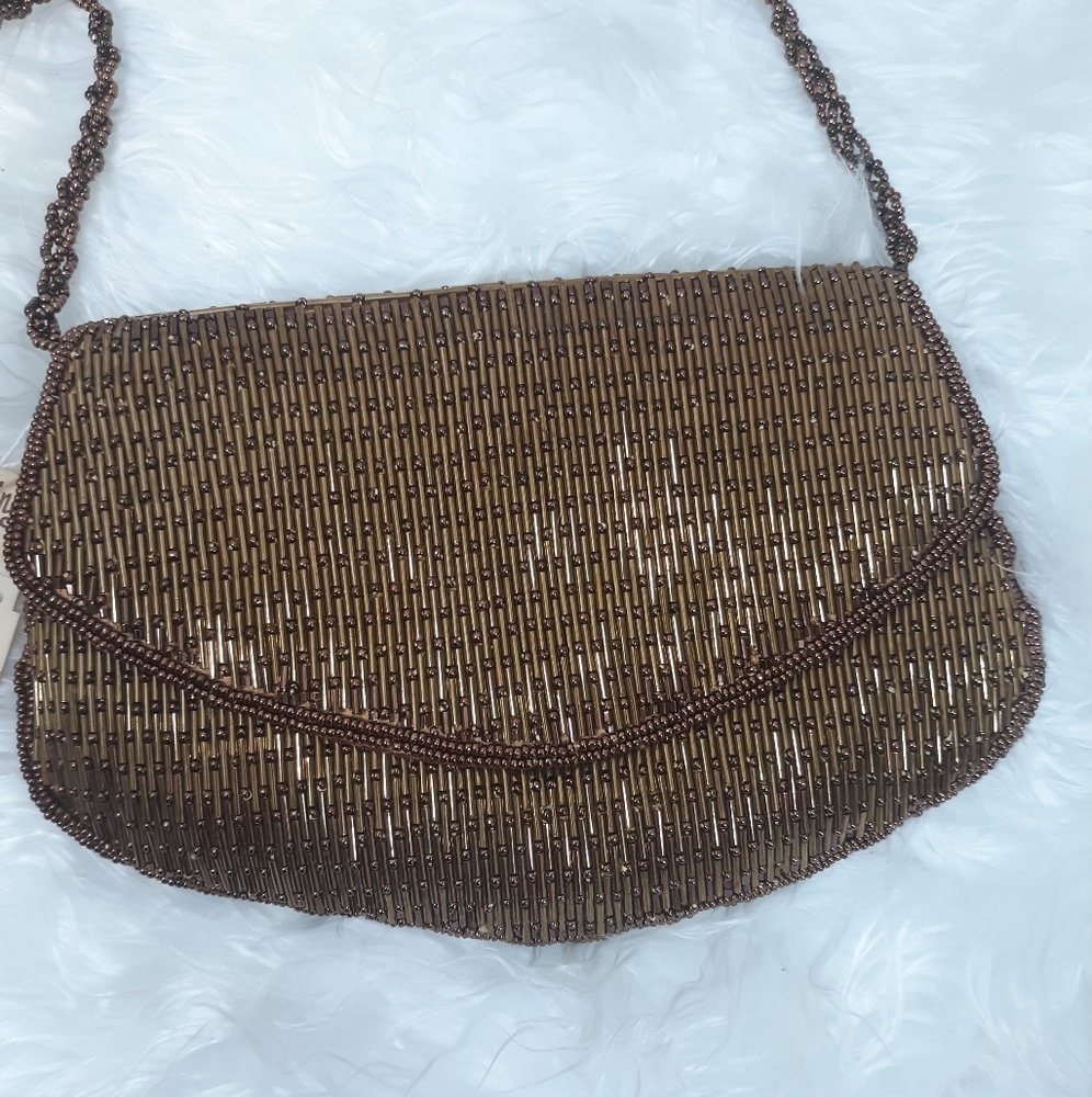 RARE Delill vtg copper beaded evening bag *P3 NWT - Picture 3 of 8